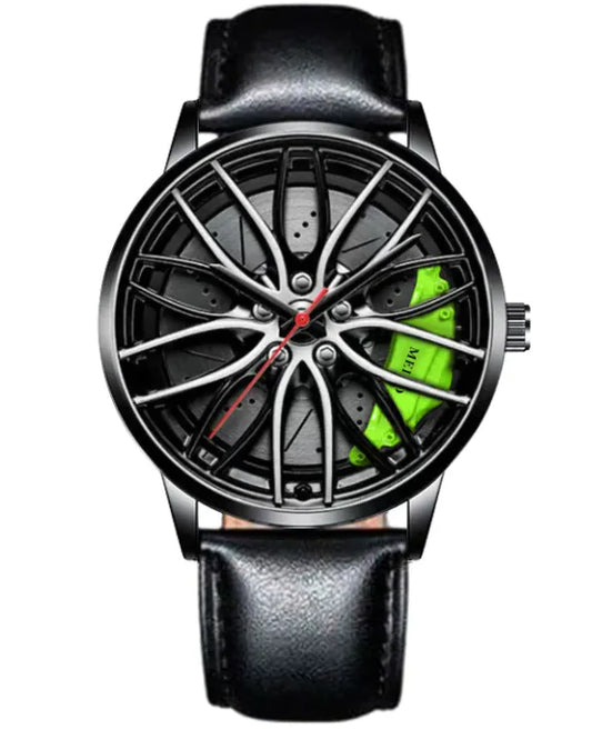 Relojes de automóvil para hombre, de acero inoxidable, reloj de pulsera de cuarzo japonés, relojes deportivos para hombre, con diseño de cubo de llanta de automóvil